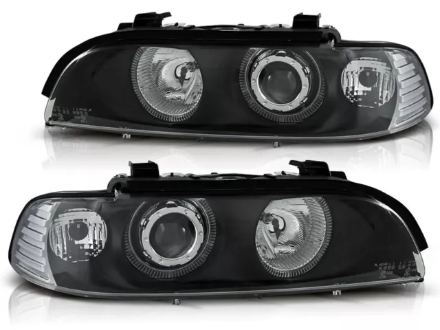 Angel Eyes Scheinwerfer Set für BMW 5er E39 BJ 09/95-06/03 Klar/Schwarz