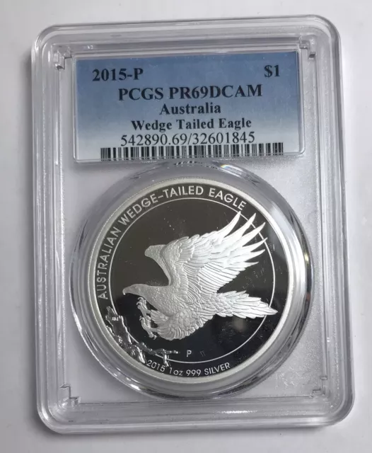 2015  P AUSTRALIA WEDGE-TAILED EAGLE PCGS  PF 69  DEEP CAMEO MERCANTI 2nd YEAR