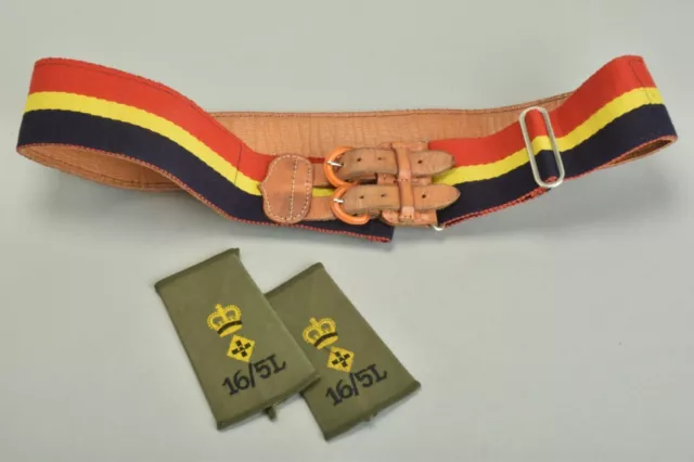 16th/5th Lancers Officers' 1980s Stable Belt & Lt Col Rank Sides. Ref TLV