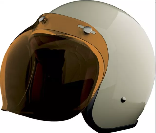 Visiera Bubble Casco Moto Jet Vintage Cafe' Racer Stormer Orange Tre Bottoni