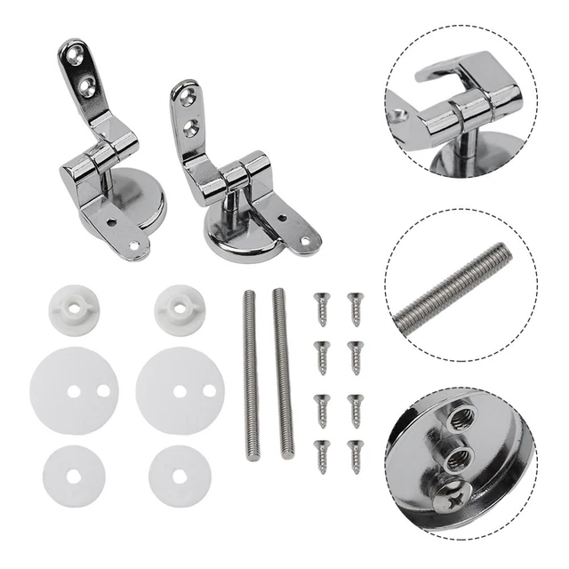 Coppia Di Cerniere Cromate Per WC Con Kit Accessori – Regolabili, In Lega Di Zinco E Viti Acciaio Inox, Universali