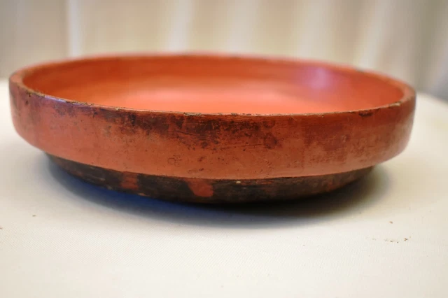 Antique Burmese Lacquerware Old Lacquer Plate Tray Round Red Wooden Rare Old "12 6