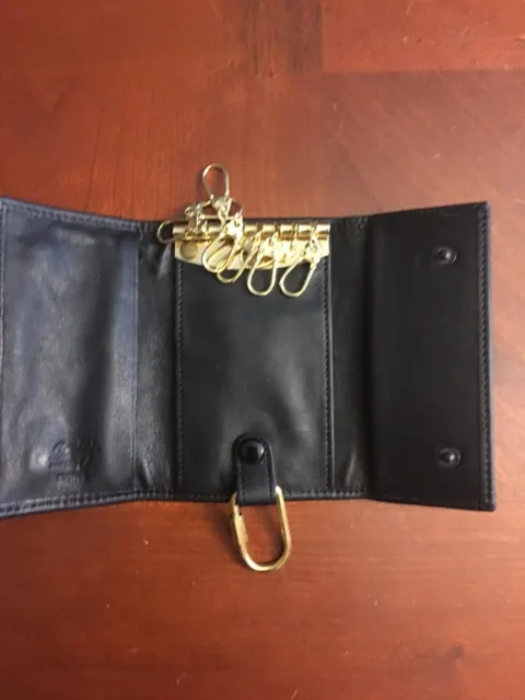 Scully Black Leather Men Key Holders Bifold Genuine Cow Leather Case