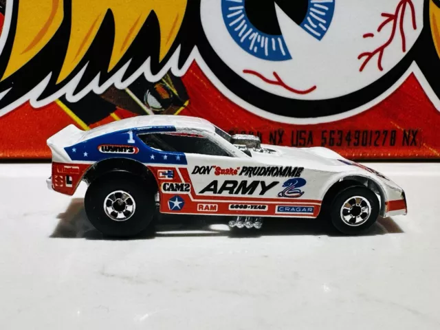 1979 HOT WHEELS DON PRUDHOMME SNAKE FUNNY CAR ARMY White ENAMEL Near Mint LOOSE 3