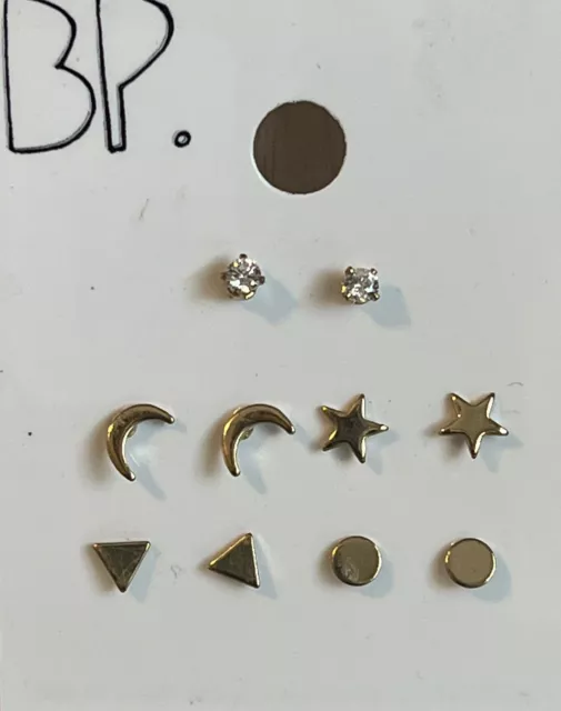 EARRINGS BP Nordstrom 5 Pairs. Moon, Stars, Triangle, Circles, Rhinestones. Cute