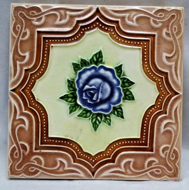 Vintage Tile Majolica Japan M S Tile Works Art Nouveau Porcelain Collectible#255