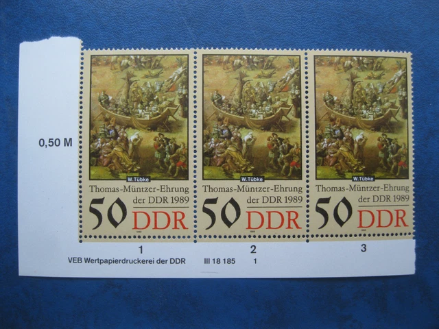 Briefmarken DDR postfrisch Mi.Nr. 3272 Thomas Müntzer mit Druckvermerk DV 1