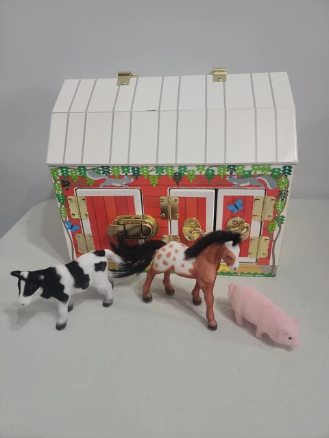 Melissa & Doug Latches Barn + 3 Farm Animals Ages 3+ Helps Build Motor Skills