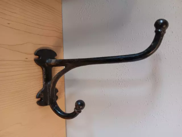 Vintage  Cast Iron Coat Tack Harness 10" Double Hook