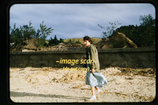 Woman at Okinawa, Japan in mid 1950s, Kodachrome Slide aa 23-5b