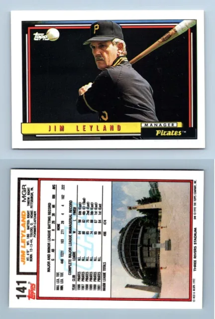 Jim Leyland - Pirates #141 Topps 1992 Baseball Trading Card