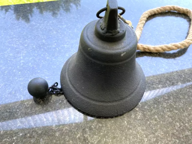 LARGE HEAVY CAST  IRON BELL- NEW NEVER USED - 14cm at base 2