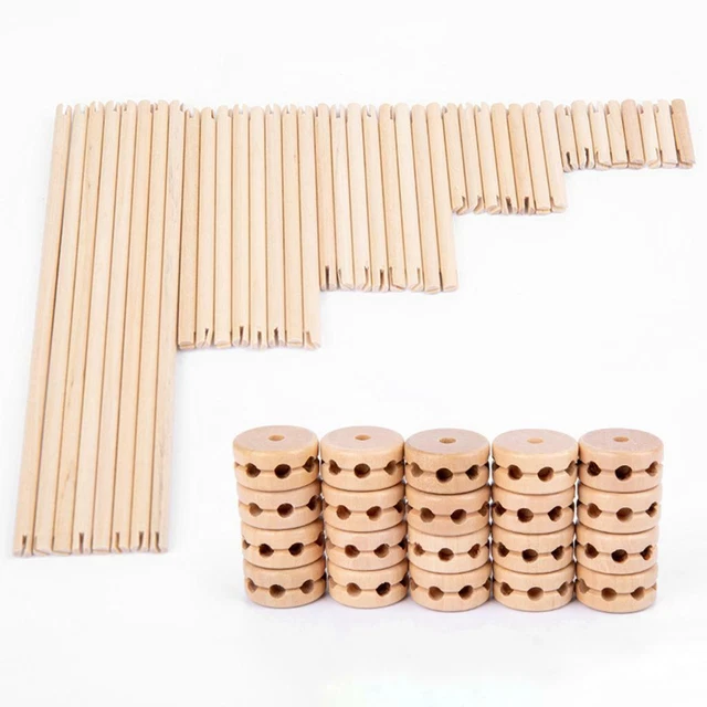 60pcs Fort Kit de Construction Bois Construction Châteaux Maison Jouets 7