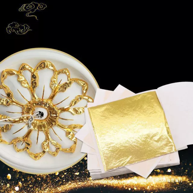 100 Sheets Imitation Gold Silver Foil Paper Leaf Gilding DIY Art Craft Paper 2