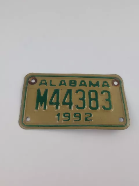 Alabama 1992 Motorcycle License Plate