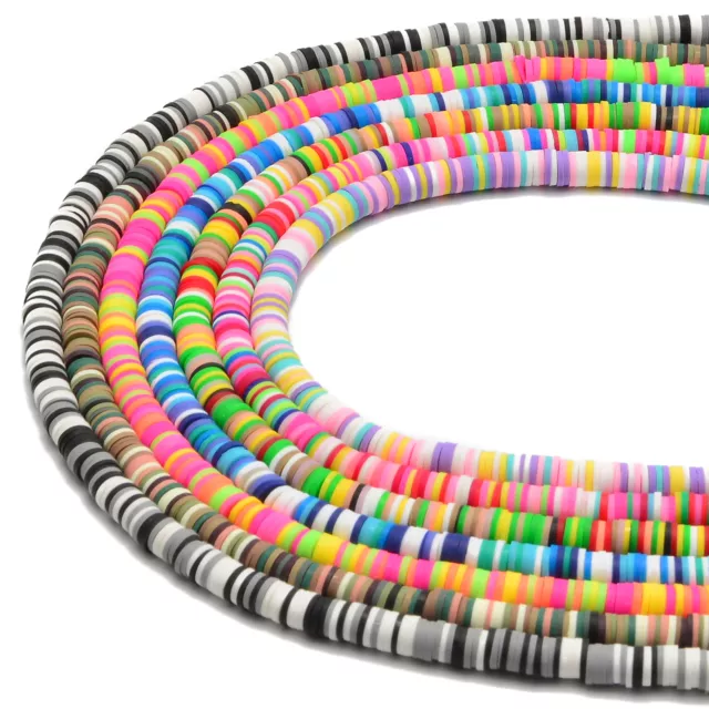 Mix Color Polymer Clay Heishi Discs Beads African Tribal Beads 1x6mm 15.5" Strnd