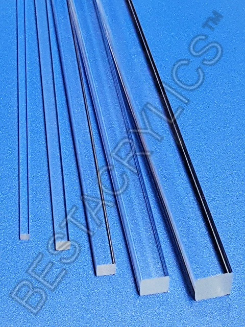 5 Pc 1/4” x 1/4" x 24” INCH LONG SQUARE CLEAR ACRYLIC PLEXIGLASS LUCITE ROD .250