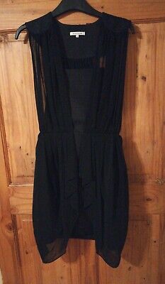 River Island 8 Bodycon Evening Dress Ruched Chiffon Over Lay Sleeveless Zip