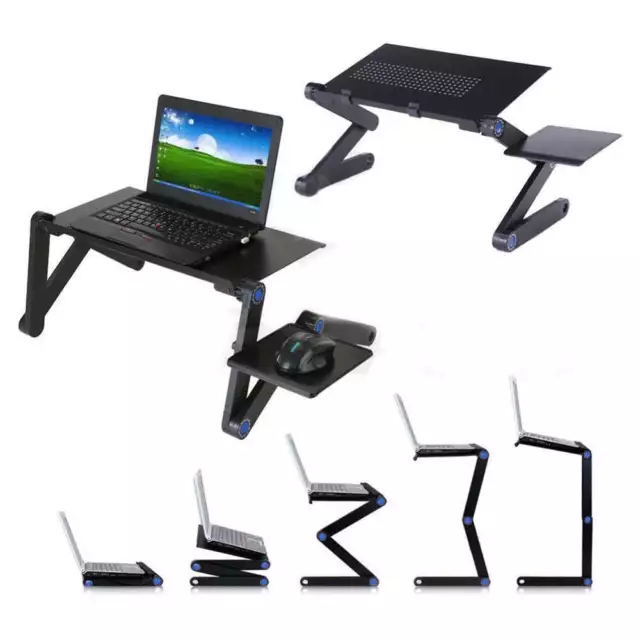 Portable Foldable Laptop Stand Desk Table Tray Adjustable Bedside w Mouse Pad 3