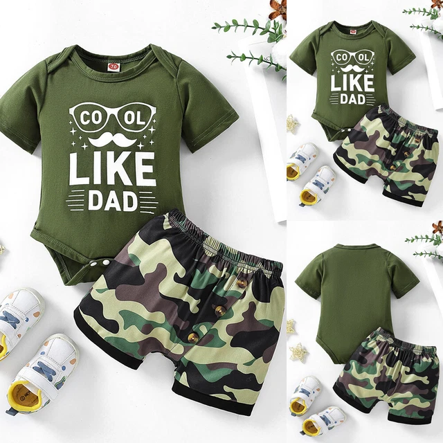 Kids Baby Boys Romper Tops + Camouflage Shorts Outfits Infant Summer Beach Set