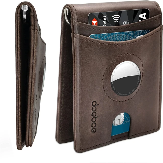 Airtag Wallet Holder, Wallet for Men Genuine Leather Credit Card Bifold Wallet w