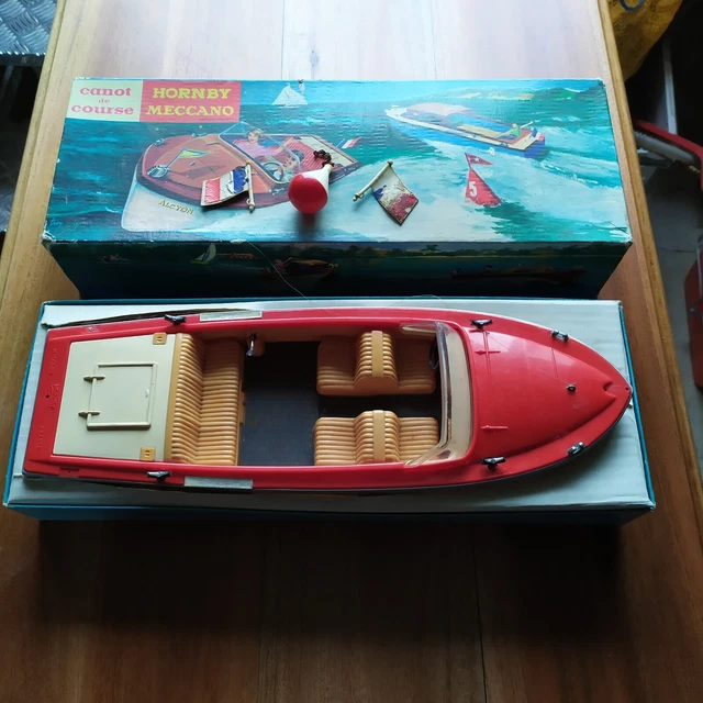 Jouet Ancien Meccano Hornby - Canot De Course Mécanique Alcyon - Boîte D'origine