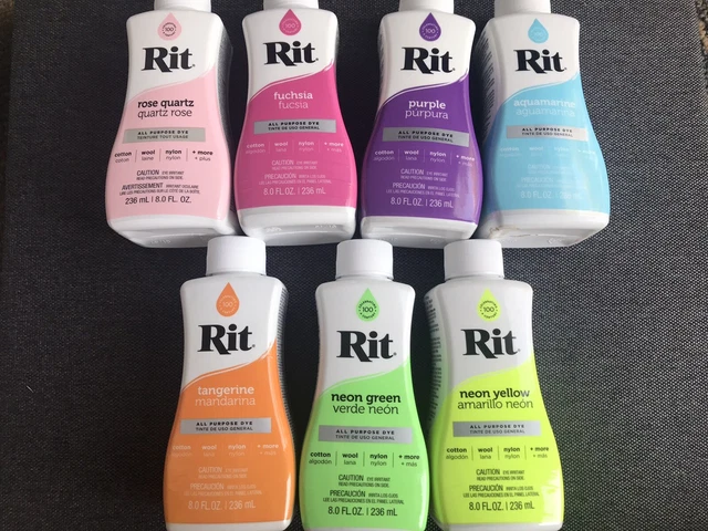 ¡JUEGO DE 7 botellas de líquido Rit Dye! Cuarzo rosa fucsia púrpura aguamarina neón y más