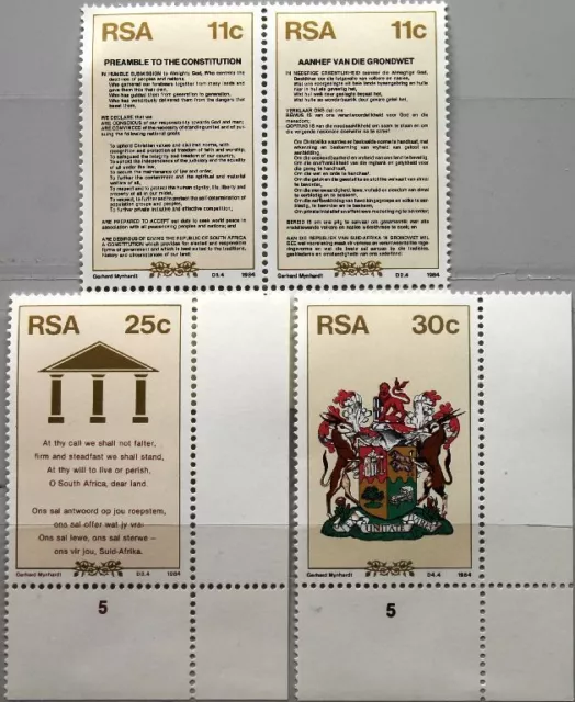 RSA SÜDAFRIKA SOUTH AFRICA 1984 655-58 Neue Verfassung New Constitution MNH