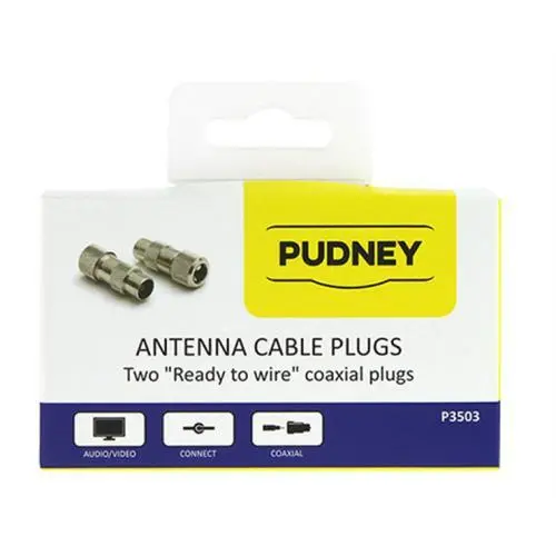 PUDNEY P3503 Coaxial Plugs RG59 Metal - 2 Pack [P3503]