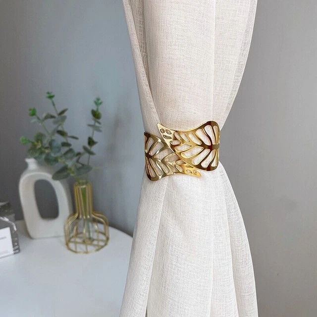2PCS Curtain Hollow Leaves Clip Clasp Holder Tiebacks Holdbacks Home Room Decor