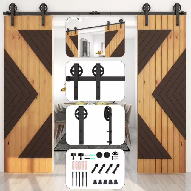4-12FT Sliding Barn Door Hardware Kit Single Double Doors Medium Wheel RollerKit