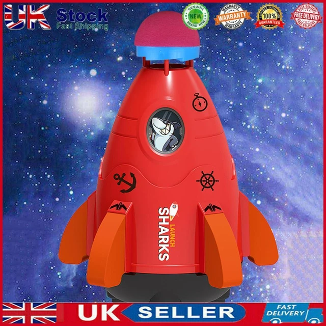 Space Rocket Sprinklers Rotating Water Powered Launcher Summer Fun Toys (Red)