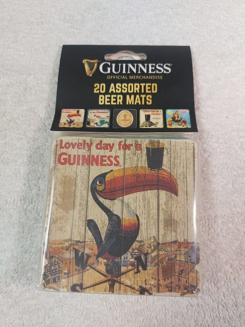 Set of 20 Guinness Beer Mats 4 Each Of 5 Designs NIB Vintage Pictures FREE SHIP
