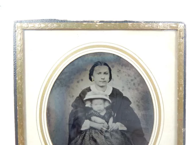 Schöne alte Daguerreotypie / Fotografie " Mutter mit kleinem Mädchen " 12017 2