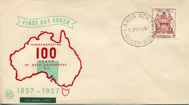 1957 Centenary of Responsible Government South Australia - WCS FDC Red/Green