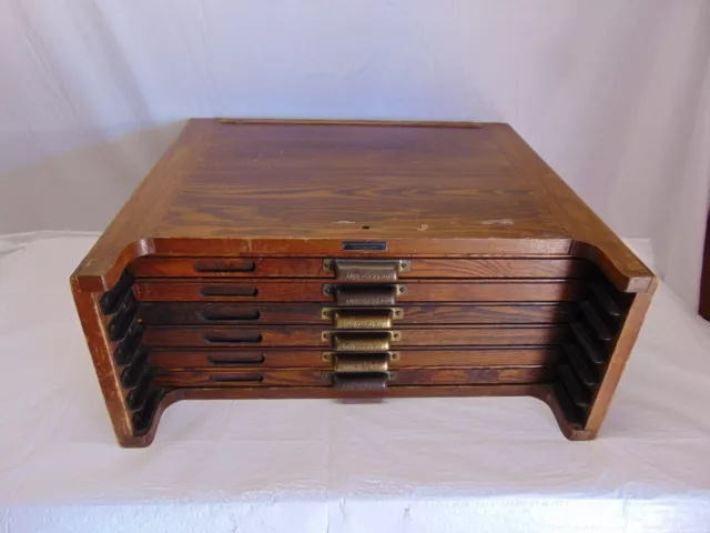 Antique American Multigraph Co typeset Printers Oak 6 drawer cabinet