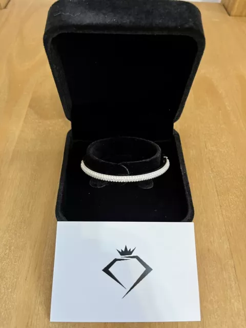 2.3ct Diamond Halo Silver Bracelet 5.6cm Lab-Created Engagement Jewellery