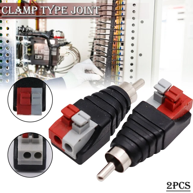 2pcs Speaker Wire A/V Cable to Audio Male RCA Connector Adapter Jack Press C