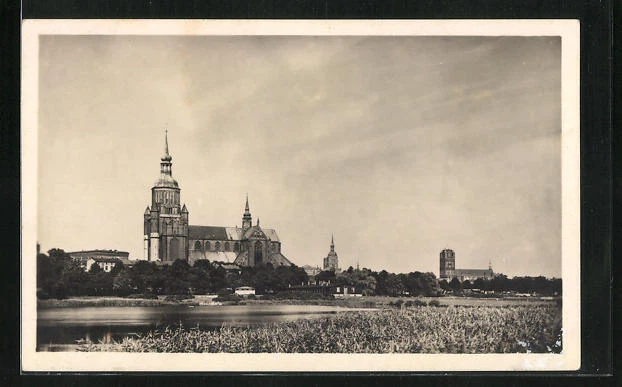 Stralsund, Stadtbild von Süden, Ansichtskarte