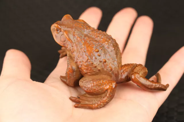 Chinese Japanese boxwood hand carved jinchan frog statue netsuke gift