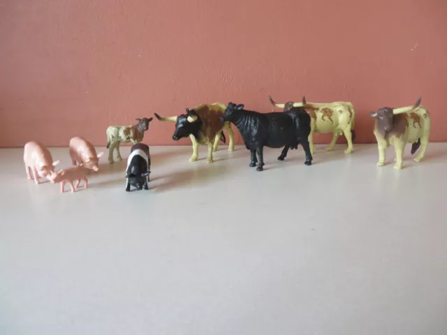 Vintage Lot of 10 Farm Animals Hard Plastic Figurines Made in China