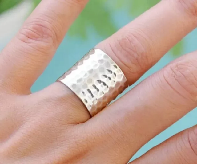 Anillo de plata esterlina 925, anillo de ansiedad, anillo de banda, anillo...