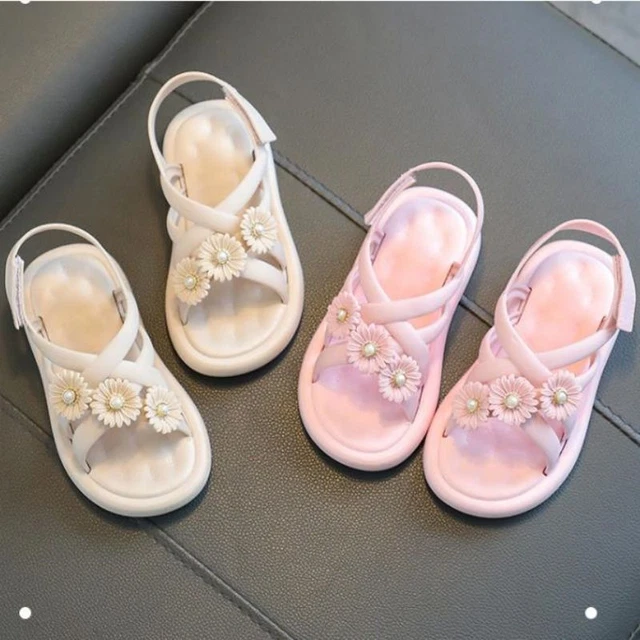Girls Soft Sole Sandals Summer Floret Shoes Kids Beach Non-Slip Slippers Holiday