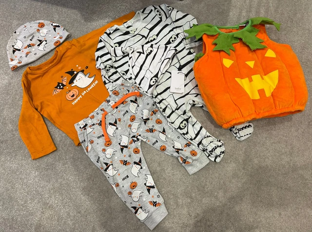 Baby Halloween Outfit Fancy Dress Bundle 6-12 Months Romper Pumpkin Pjs BNWT