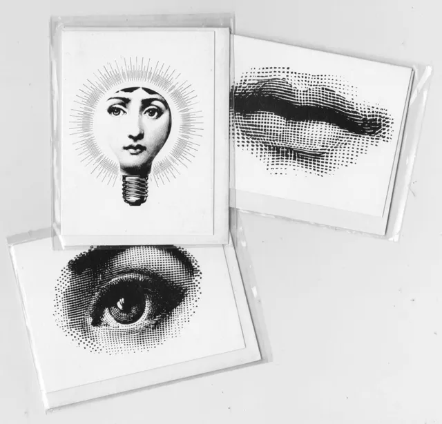 Piero FORNASETTI 3 Antique Mini Postcards THEME and VARIATIONS New - 8cm x 6cm