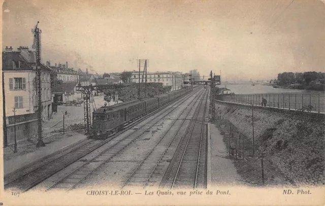 Cpa 94 Choisy Le Roi / Les Quais / Vue Prise Du Pont / Train / Locomotive