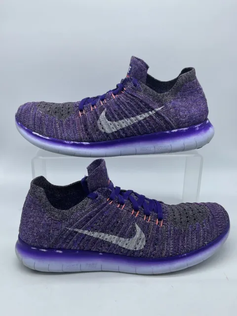 Nike Shoes Free RN Flyknit Purple White Road Running Training Sneakers Women’s 9