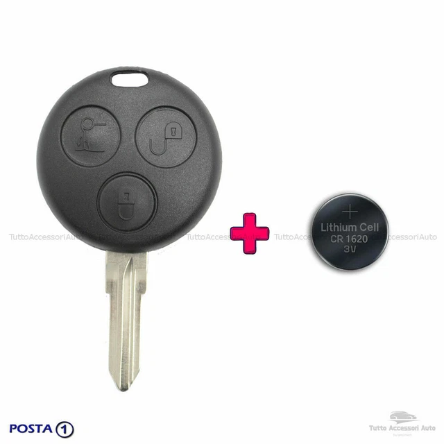 Chiave Telecomando Per Smart 450 Fortwo Forfour 3 Tasti + Batteria Cr1620