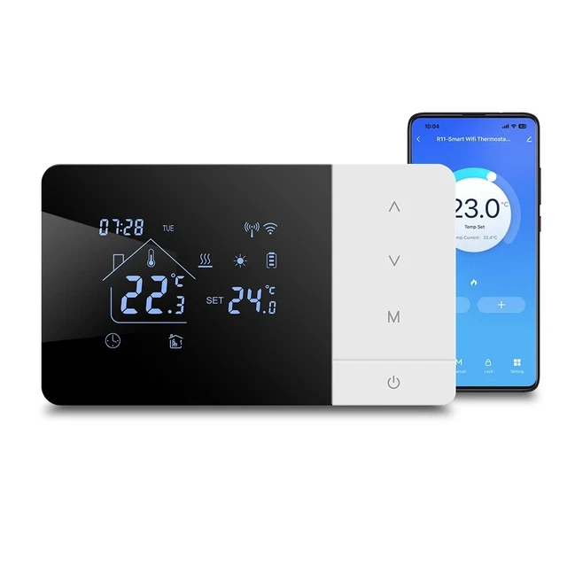 Termostato Digitale WiFi Per Riscaldamento A Pavimento – Programmabile, Schermo LCD, 16A, Antigelo, Blocco Bambini, Compatto