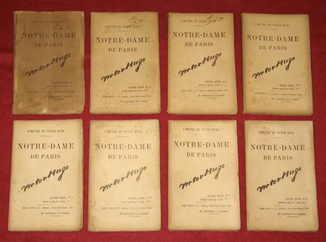 Collection Complete Des 8 Livres Victor Hugo Notre-Dame De Paris Rouff 1882 1890